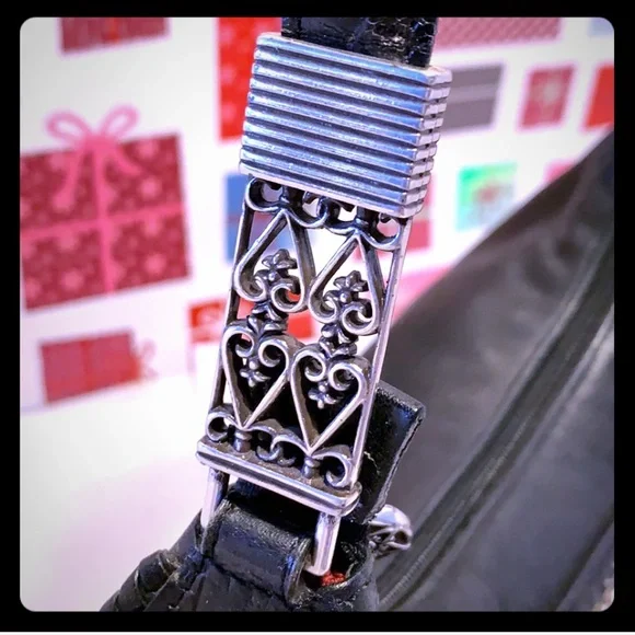 Brighton Black Leather Shoulder Bag NWOT with Beautiful Silver Embellishments - Picture 9 of 16